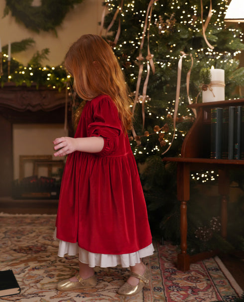 Rochie catifea rosie Iris