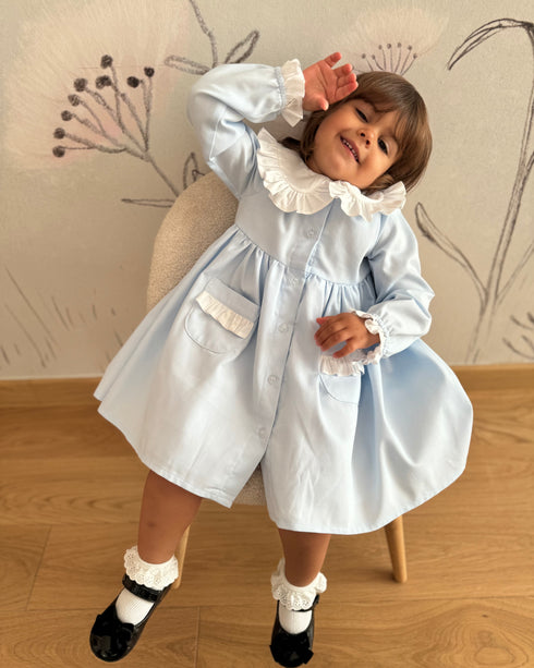 Rochie cu volane diafane blue