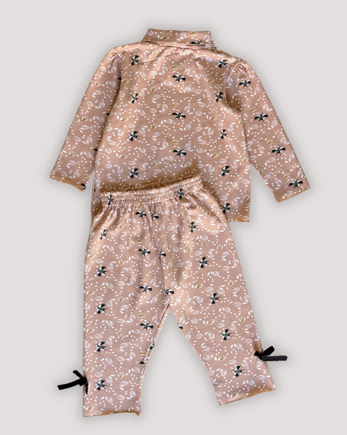 Compleu jerse bumbac cu pasari