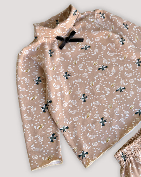 Compleu jerse bumbac cu pasari