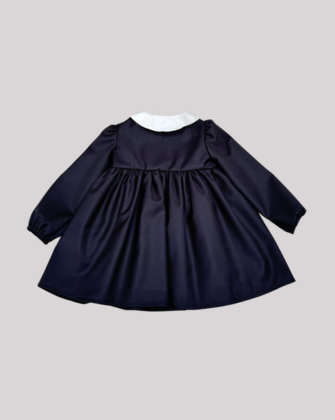 Rochie din stofa blumarin si guler alb