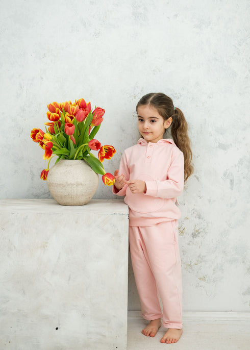 Pantaloni din jerse roz