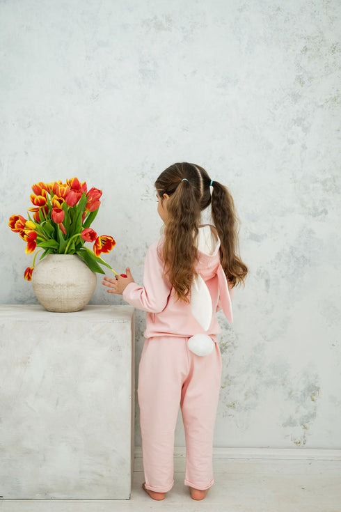 Pantaloni din jerse roz