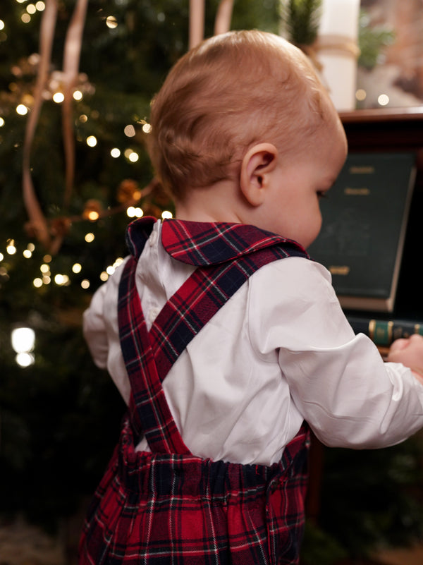 Body din bumbac cu guler din tartan rosu Noah