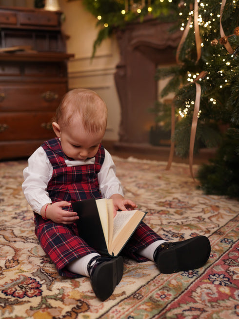 Salopeta din tartan rosu Achim