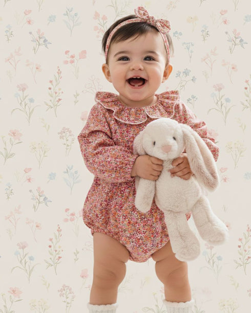 Body din bumbac cu flori roz si guler cret