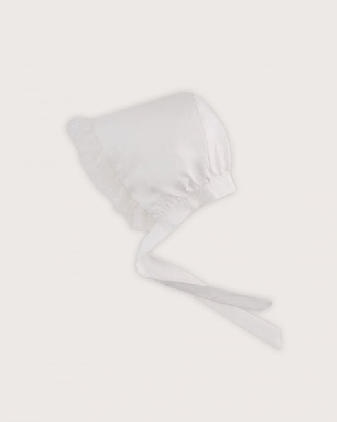 Boneta din bumbac cu volan din organza