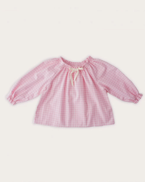 Camasa cu carouri din bumbac cu maneci bufante