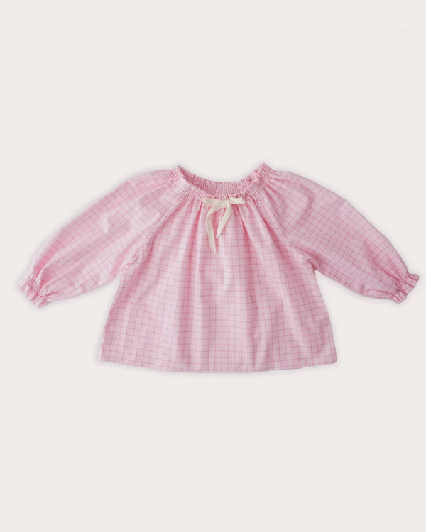 Camasa cu carouri din bumbac cu maneci bufante