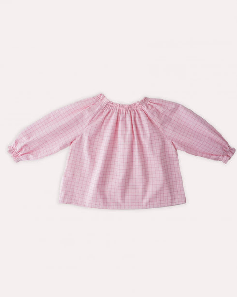 Camasa cu carouri din bumbac cu maneci bufante