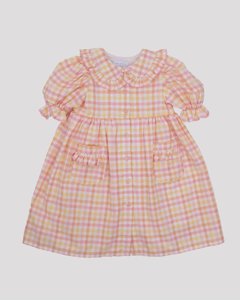 Rochie cu carouri galbene si roz