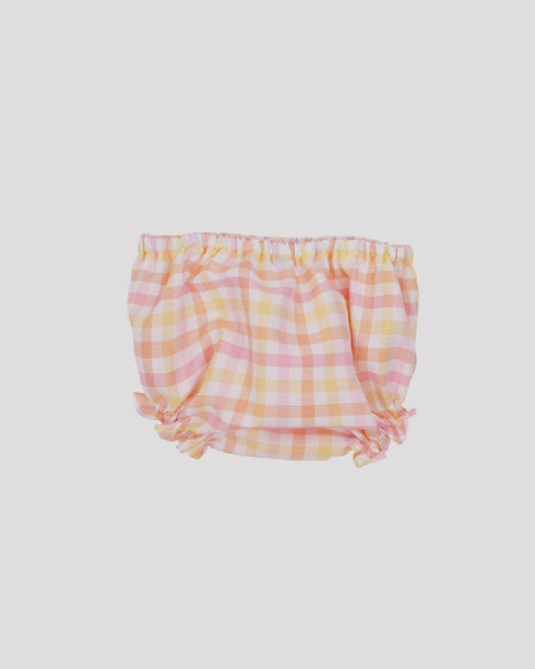 Compleu alb cu volanase in carouri