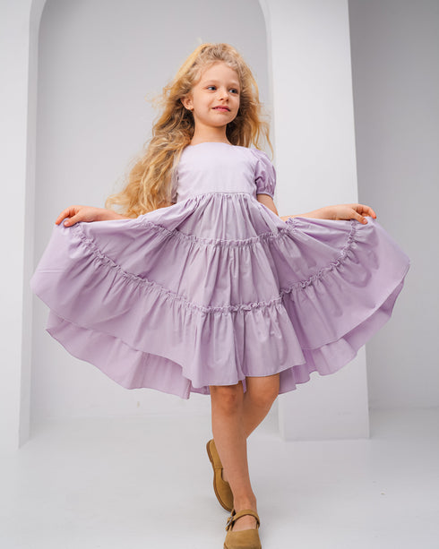 Rochie lila cu volane