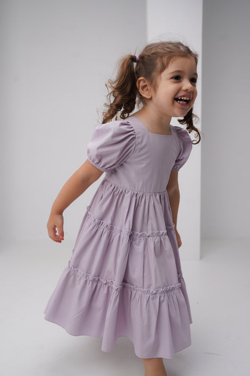 Rochie lila cu volane