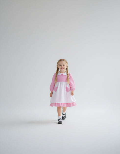 Rochie carouri roz si buzunare inima