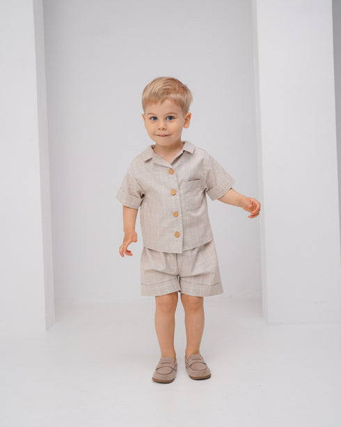 Compleu din stofa cu carouri bej