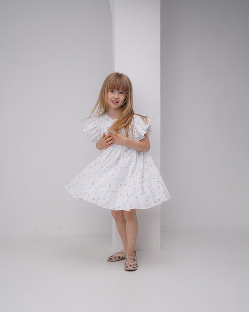 Rochie alba din bumbac brodat