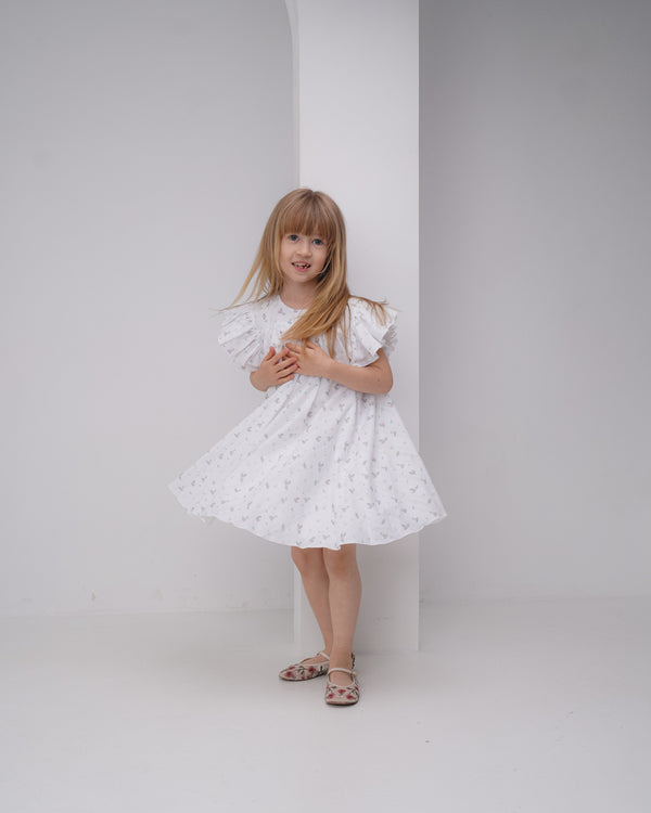 Rochie alba din bumbac brodat