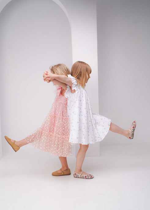 Rochie alba din bumbac brodat