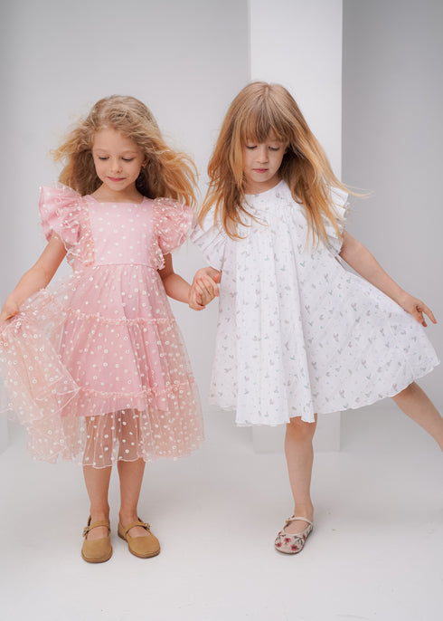 Rochie alba din bumbac brodat