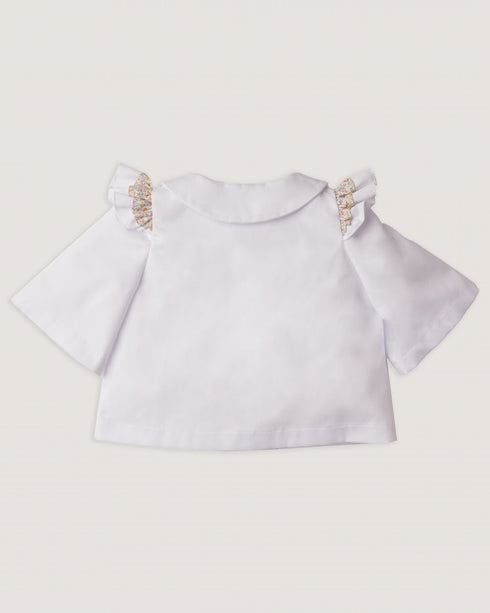 Jacheta din denim cu volane