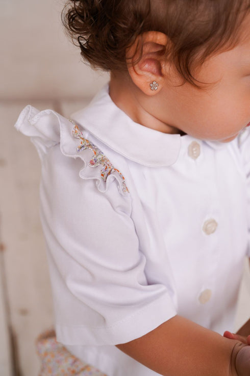 Jacheta din denim cu volane