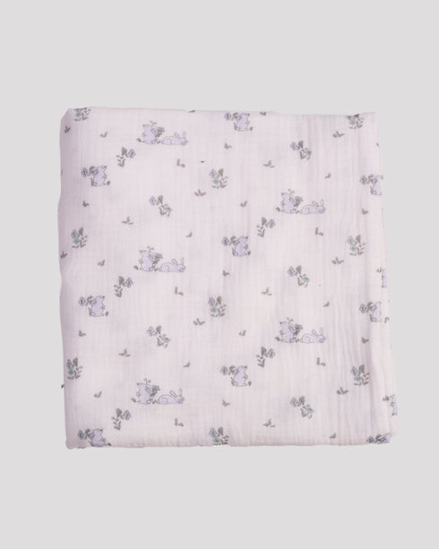 Paturica din muselina cu iepurasi blue