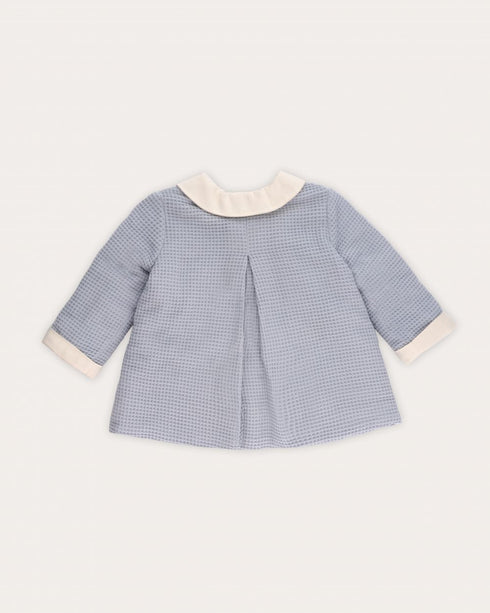 Palton din waffle si guler rotund