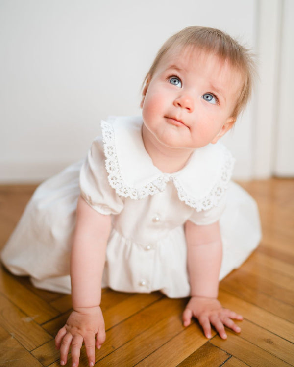 Rochie ceremonie din bumbac cu dantela