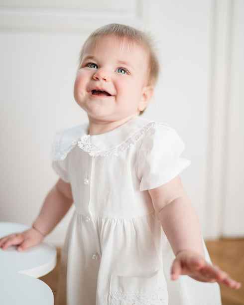 Rochie ceremonie din bumbac cu dantela