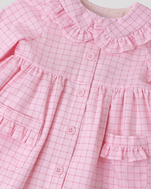 Rochie din bumbac cu carouri si guler