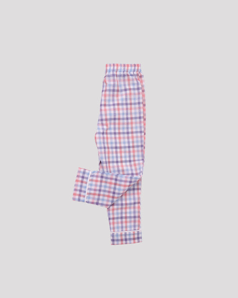 Pijama din bumbac cu carouri albastre