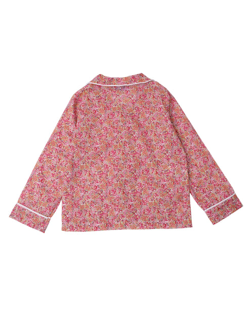 Pijama din bumbac fin cu flori rosii