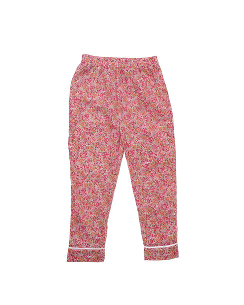 Pijama din bumbac fin cu flori rosii