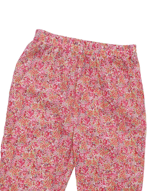 Pijama din bumbac fin cu flori rosii