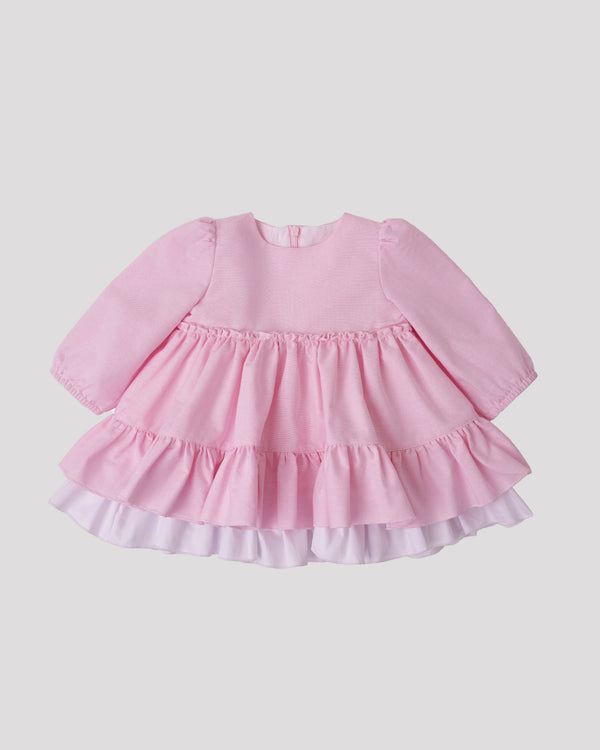 Rochie roz cu volane