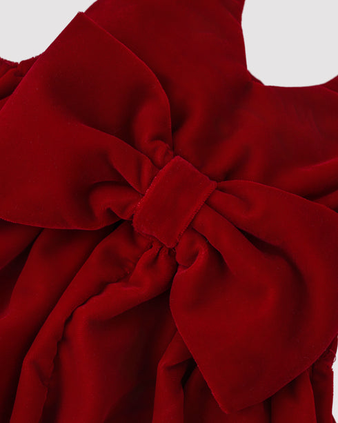 Sarafan catifea rosie si funda la spate Lia