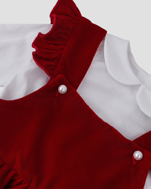 Sarafan catifea rosie si funda la spate Lia