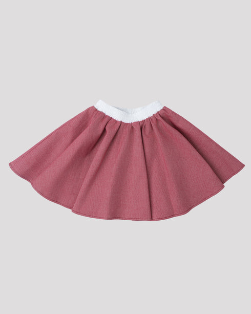 Fusta stofa evazata si elastic alb