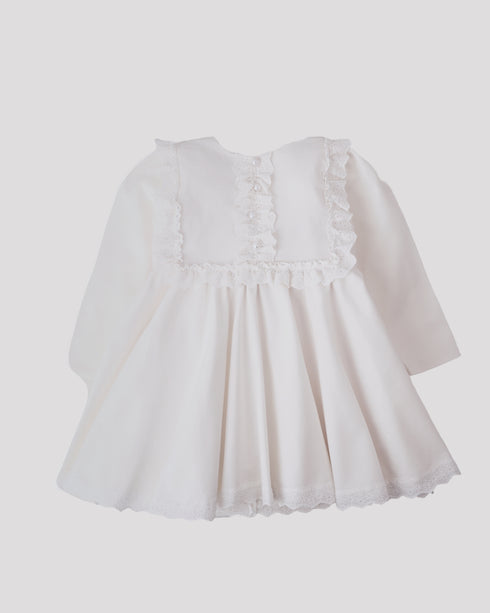 Rochie alba din denim cu funda la spate Luna