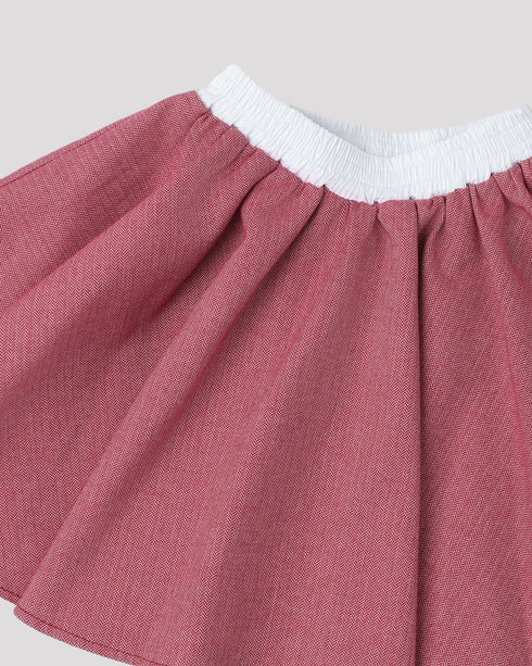 Fusta stofa evazata si elastic alb