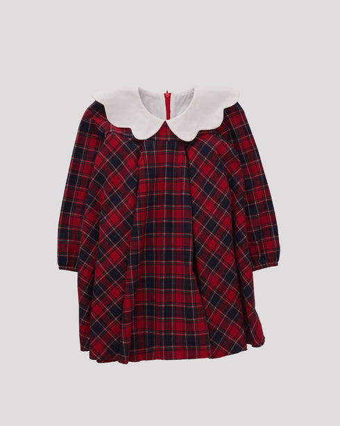 Rochie tartan cu guler floare Alice