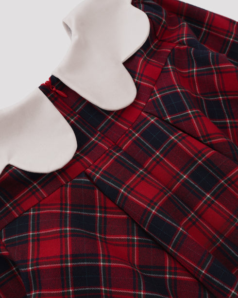 Rochie tartan cu guler floare Alice