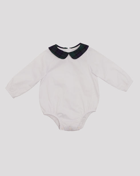 Body din bumbac cu guler din tartan verde Aris