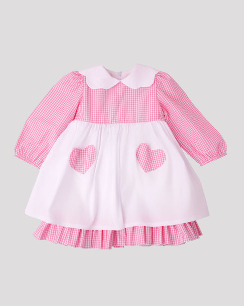 Rochie carouri roz si buzunare inima