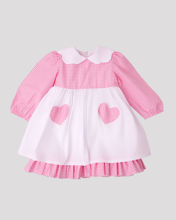 Rochie carouri roz si buzunare inima