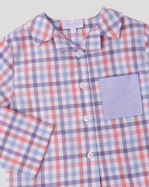 Compleu din bumbac albastru cu carouri