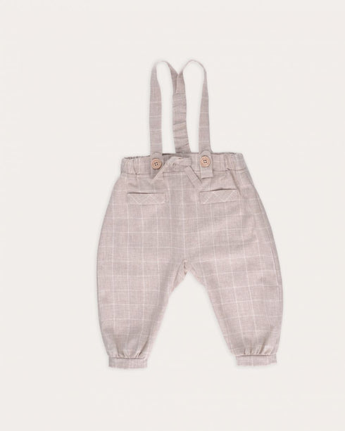 Salopeta carouri bej cu bretele