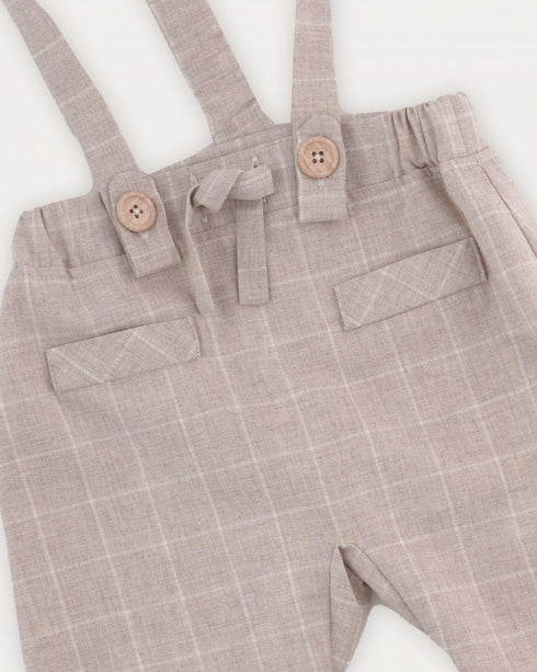 Salopeta carouri bej cu bretele