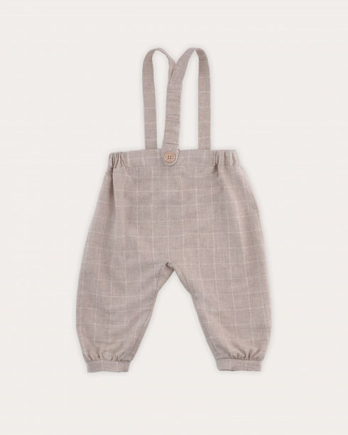 Salopeta carouri bej cu bretele